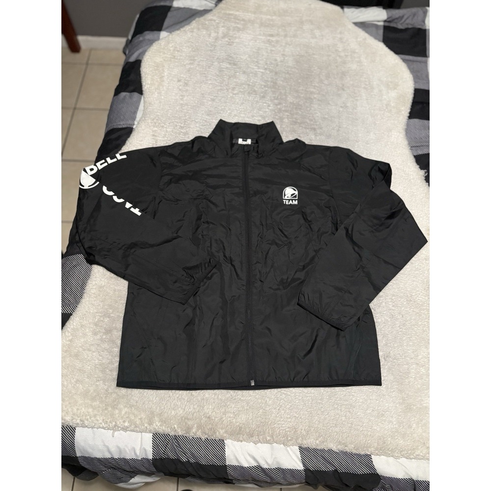 Mens Taco Bell Windbreaker Jacket Size M Black Full Zip Team Member Jacket